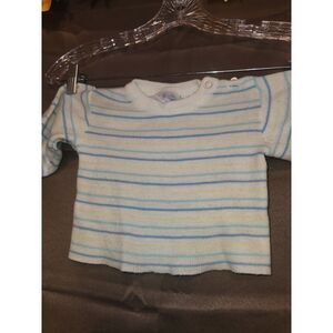 Vintage Mine Alone Infant 3-6M Pastel Striped Knit Sweater Shoulder Button Top